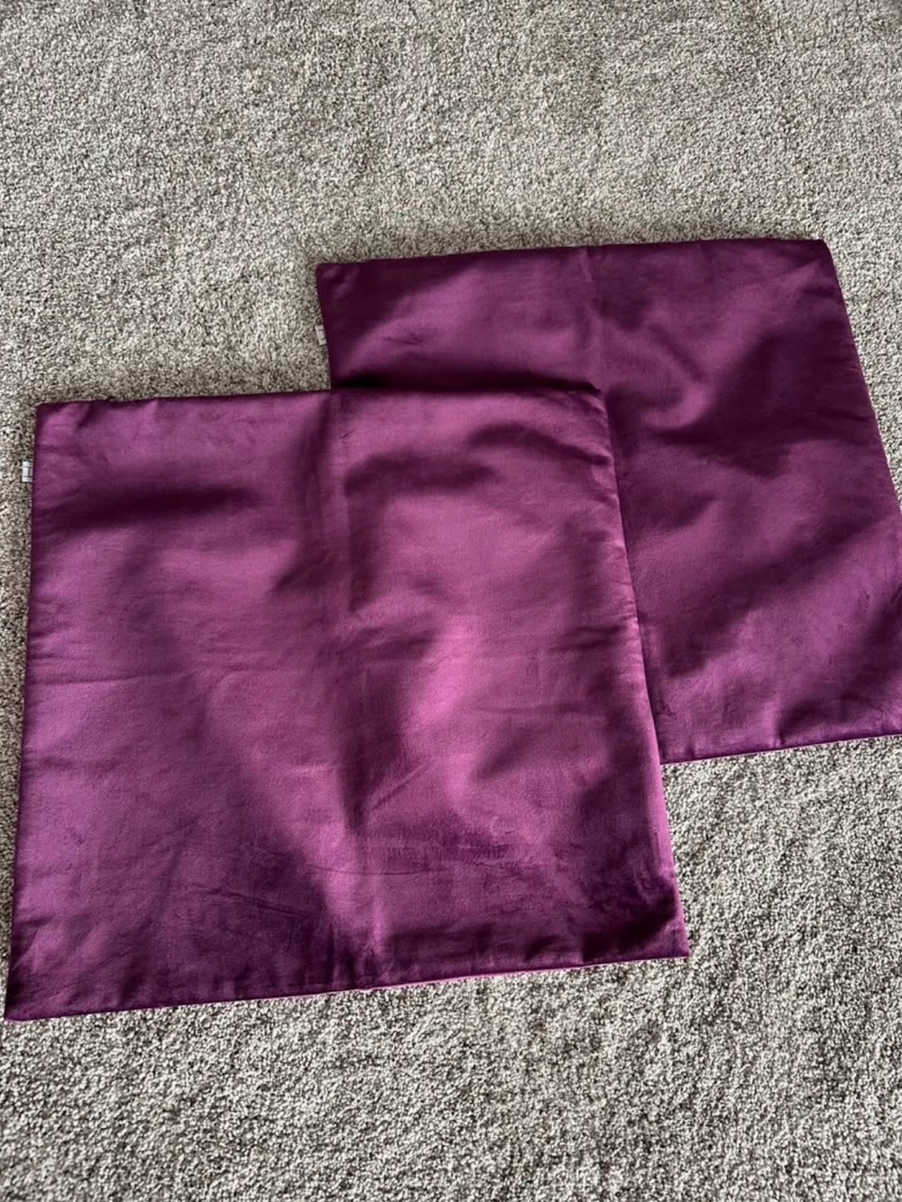 Set of 2 Plum Satin Pillow Covers